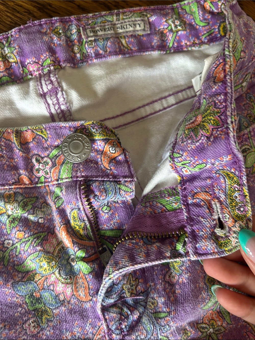 Purple Paisley Skinny Jeans - Girls size 12 - Picture 4 of 7